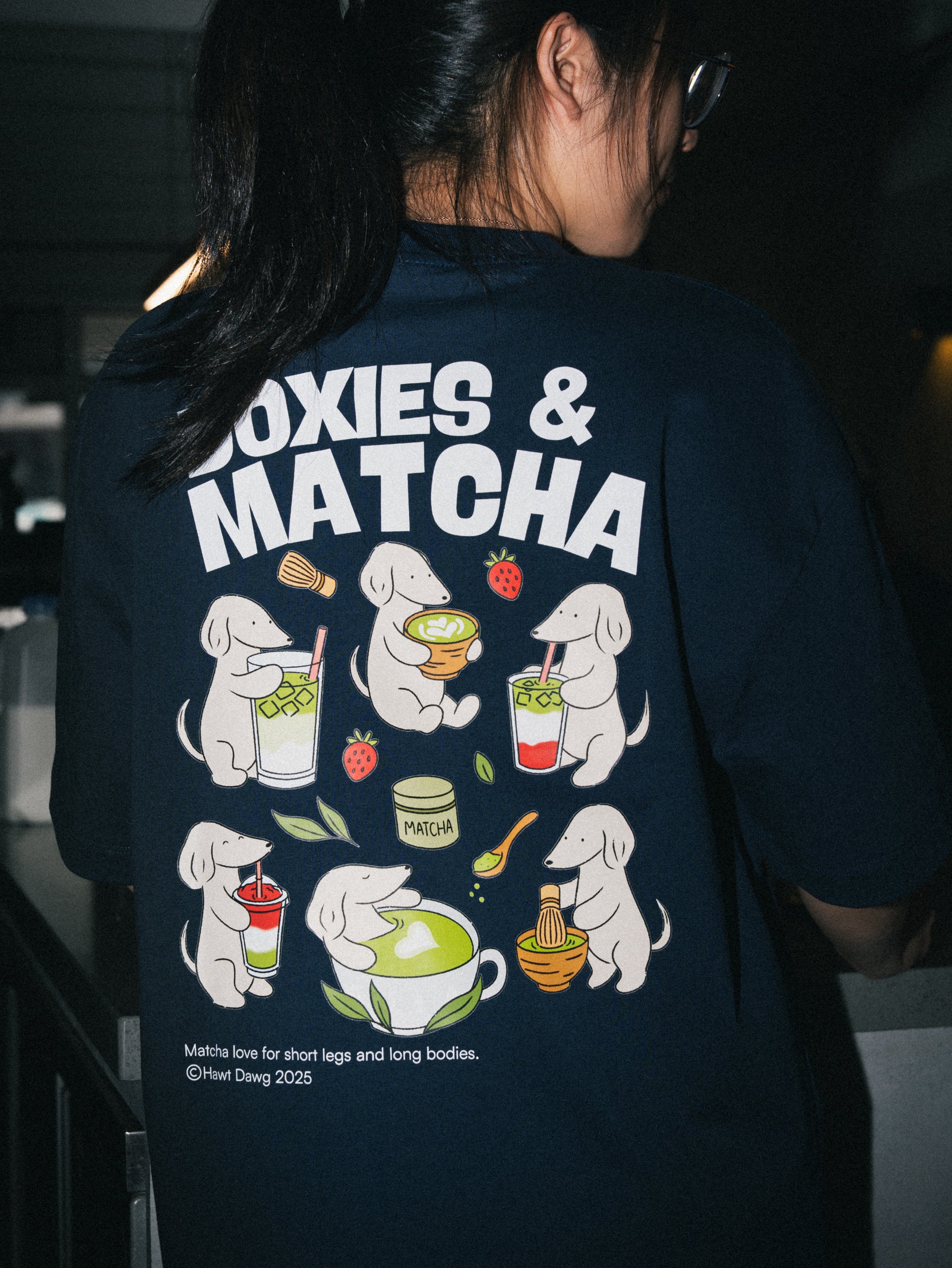[PO] Doxies & Matcha Tee – NAVY BLUE