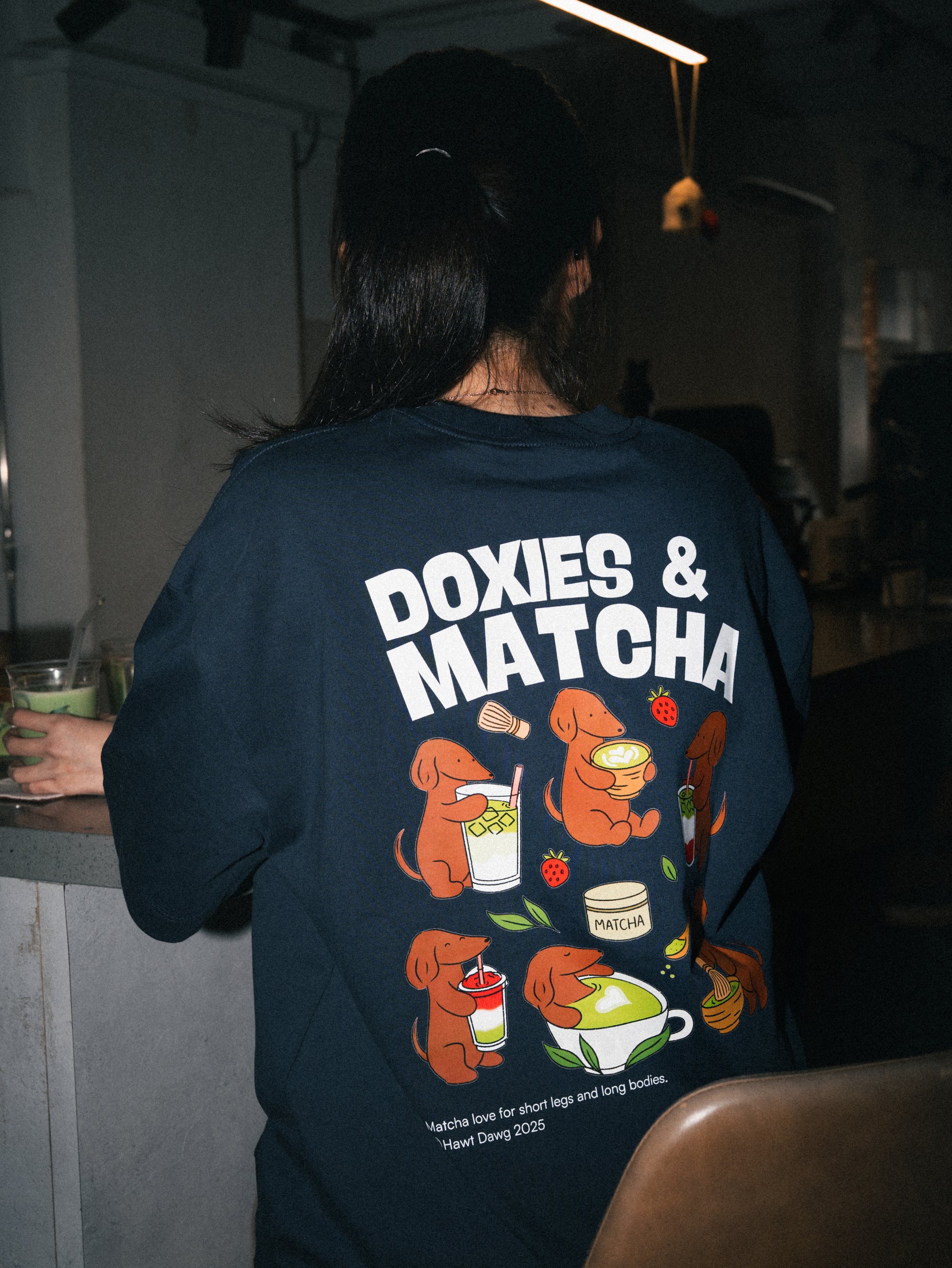 [PO] Doxies & Matcha Tee – NAVY BLUE