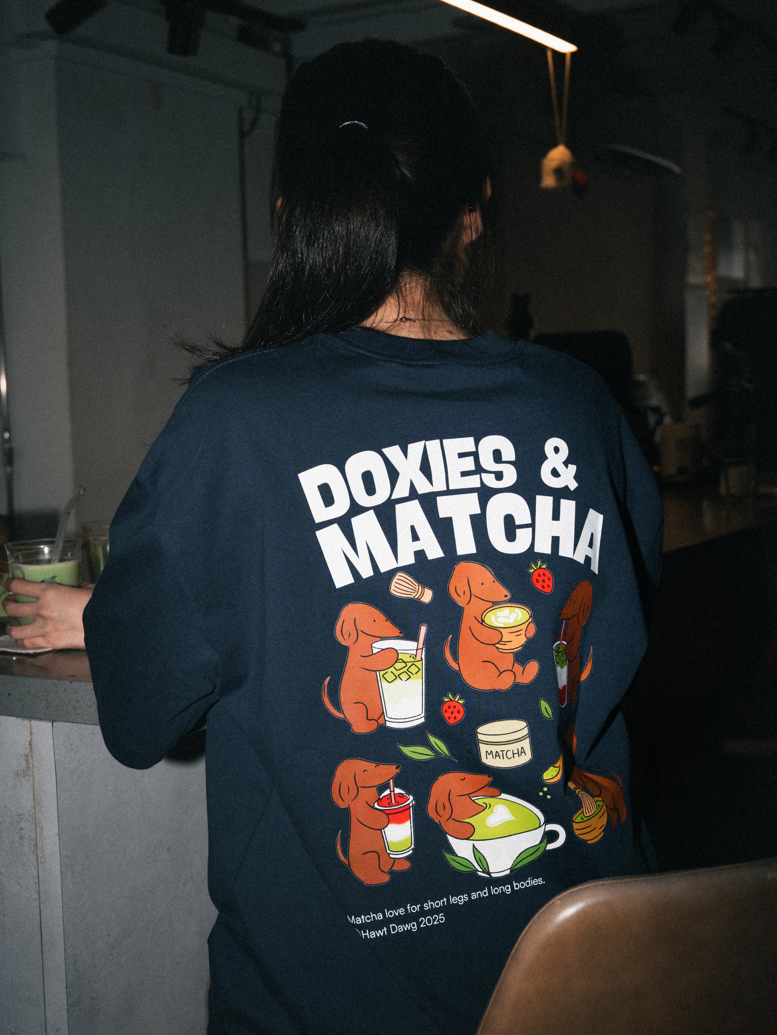 [PO] Doxies & Matcha Tee – NAVY BLUE
